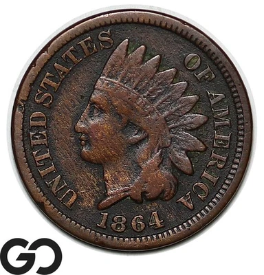 1864 Indian Head Cent Penny, Bronze - Image 1 of 3