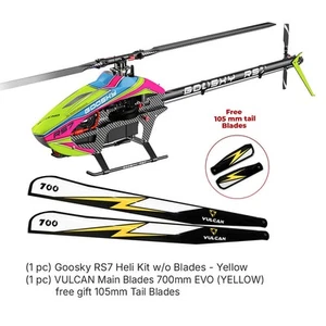 Goosky RS7 Yellow Kit w/ VULCAN 700mm EVO Blades – Free 105mm Tail Gift - Picture 1 of 1