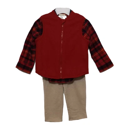 Set pantaloni ragazzo First Impressions 18 mesi tasche a quadri gilet maglia waffle nuovo con etichette - Immagine 1 di 4