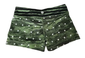 IAB Mfg Women's 3" No-Ride 30" Waist Green Camouflage Gym Workout Booty Shorts  - Picture 1 of 7