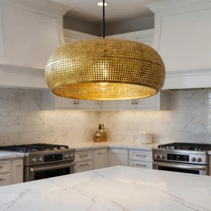 Large Moroccan Brass Pendant Lamp – Handmade Dome Ceiling Light Fixture, - Picture 1 of 6