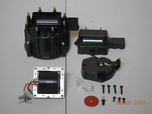 BLACK HEI Distributor Cap, Coil Cover & Rotor Kit and 65,000 Volt Coil GM-CHEVY - Picture 1 of 1