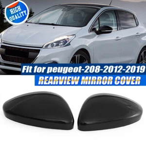 Glossy Black Rearview Mirror Cover Caps Painted For Peugeot 208/2008 Gti 2012-19 - Picture 1 of 10