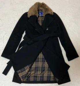 Burberry Blue Label Women's Wool Coat w/Fur Good Condition Asian Fit 36 (XS) - Picture 1 of 20