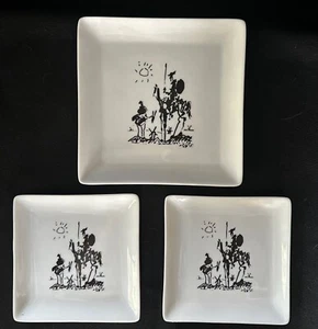 XL ART PICASSO Don Quixote Design Bone China Plates Set of 3 - Picture 1 of 14