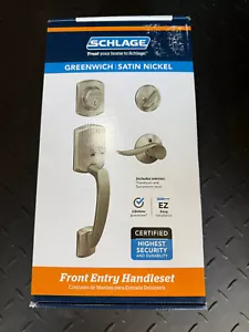 Schlage Greenwich Satin Nickel Einzylinder Deadbolt Sacramento Griffset - Bild 1 von 3
