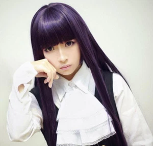 Fashion Long Purple Straight Women Girl Cosplay Party Anime Hair Wig Wigs + Cap - Picture 1 of 3