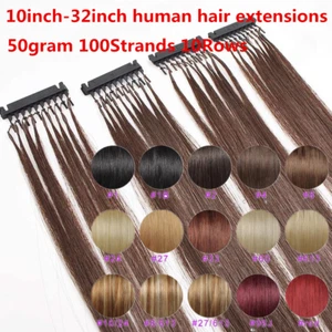 8A 10-32 Zoll 6D Micro Haarverlängerungen Remy Haar 50g 100S 10Reihen 13 Farben - Bild 1 von 28