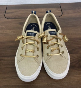 Sperry Little Kid Top-Sider Crest Gold Glitter Shoes Size 7 - Picture 1 of 8