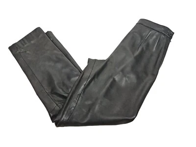 Pantalones de pierna recta de cuero negro Preswick & Moore talla 8 para mujer O23 Foto 1 de 4