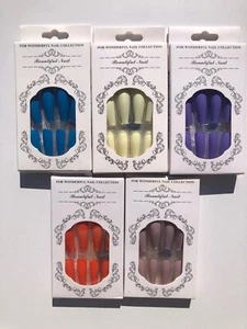 24x Fake Nails Reusable Stick Press False Nail Tips Coffin Long Glue - Picture 1 of 11
