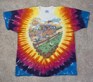 T-shirt Grateful Dead Summer Tour 1994 vintage USA blu liquido tie dye taglia XL *Dmg - Foto 1 di 23