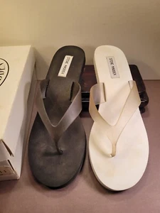 Steven Madden Evy Low Heel Thong Sandal One White & One Black Sz 11 w/Box - Picture 1 of 9