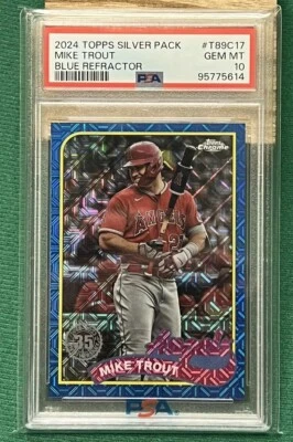 2024 Topps Mike Trout Topps Chrome Silver Pack Blue Refractor #T89C-17 - Image 1 of 3