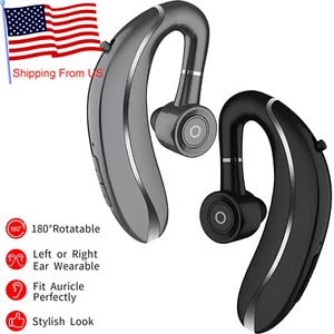 Wireless Bluetooth Headset Lightweight Earpiece Hands-free Call Driver Earphone - Picture 1 of 14