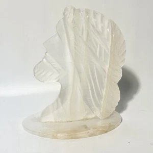 Scultura testa di Gesù in marmo onice bianco intagliato - Foto 1 di 9