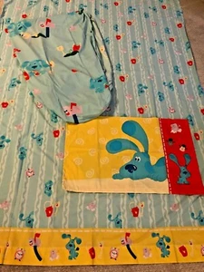 Vintage Blues Clues Hund Twin Lakenset flach passender Kissenbezug Dan River SCHÖN! - Bild 1 von 2