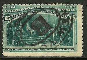Sc #238 NEW YORK Oval Town Cancel 15 Cent Columbian 1893 $80 US 1E11 - Picture 1 of 2