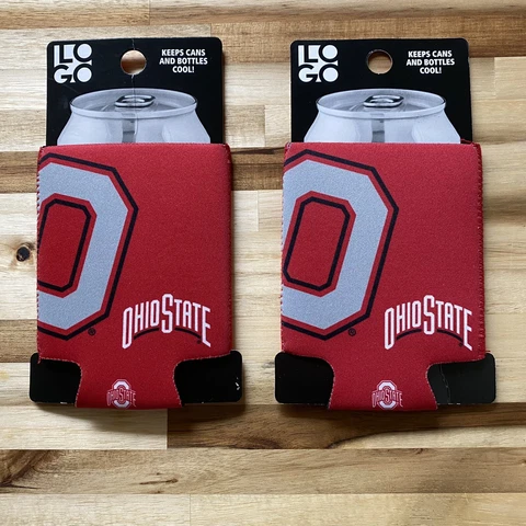The Ohio State Buckeyes OSU Cooler Red Can Koozie Set of 2 NEW Cover