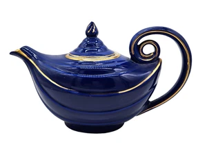 Vintage HALL Aladdin Genie Style Blue Ceramic Teapot Art Decor USA MCM - Picture 1 of 9