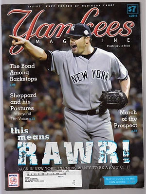 Roger Clemens 2007 Yankees Magazine Programa de Juego y Cuadro de Mando Cano Cartel Lote B Foto 1 de 2