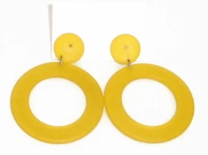 Sobral Sortido Unico Large Frost Yellow Hoop Artist Made Statement Post Earrings - Picture 1 of 7