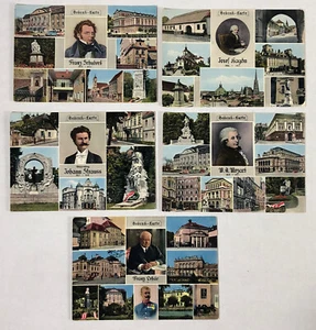 VTG Postcards Postcard Classical Composers Schubert Haydn Strauss Mozart Germany - Picture 1 of 9