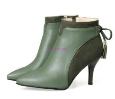 Mujeres Borla Imitación Gamuza Cuero Empalme Botines Punta Punta Punta Punta Vestido Fiesta Zapatos Foto 1 de 4