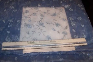 Sheer Organdy Blue with Flowers 60" Wide 5 yards #6 - Picture 1 of 1