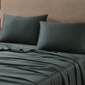 Luxury 300 Thread Count Cotton Sateen Standard Pillowcases Set of 2 Dark Gray - Picture 1 of 4