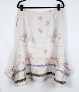 Falda de lino Jill para mujer 16 bordada romántica boho cottagecore Shabby Chic - Imagen 1 de 12