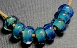 5 FISCHE ~ Handarbeit Lampwork Boro Zwischenring Perlen ~ Eisige Winde (8) - Bild 1 von 1