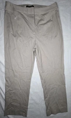 Брюки ELIE TAHARI США 10 бежевые серо-коричневые широкие укороченные эластичные с карманами на молнии - Изображение 1 из 4