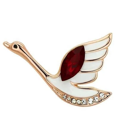 Elegante Broche Cisne Volador Pin Siam Rojo Cristal Esmalte Flash Oro Rosa Regalo Foto 1 de 4