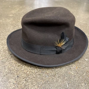 Vintage Champ Fedora Feel the Felt Brown Size 6 20” Circumference Owner Info - Picture 1 of 8