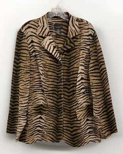 Scarlett Vintage 1990’s Tiger Striped Single Breasted Blazer Women’s Size 18W - Picture 1 of 10