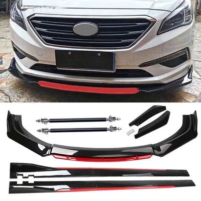 Gloss Black Red Front Lip Chin Bumper Spoiler Splitter For Hyundai Sonata Body — 第 1/4 张图片