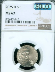 2025 D JEFFERSON NICKEL NGC MS67 FS PQ MAC SOLO FINEST SPOTLESS 1ST COIN GRADED - Picture 1 of 2