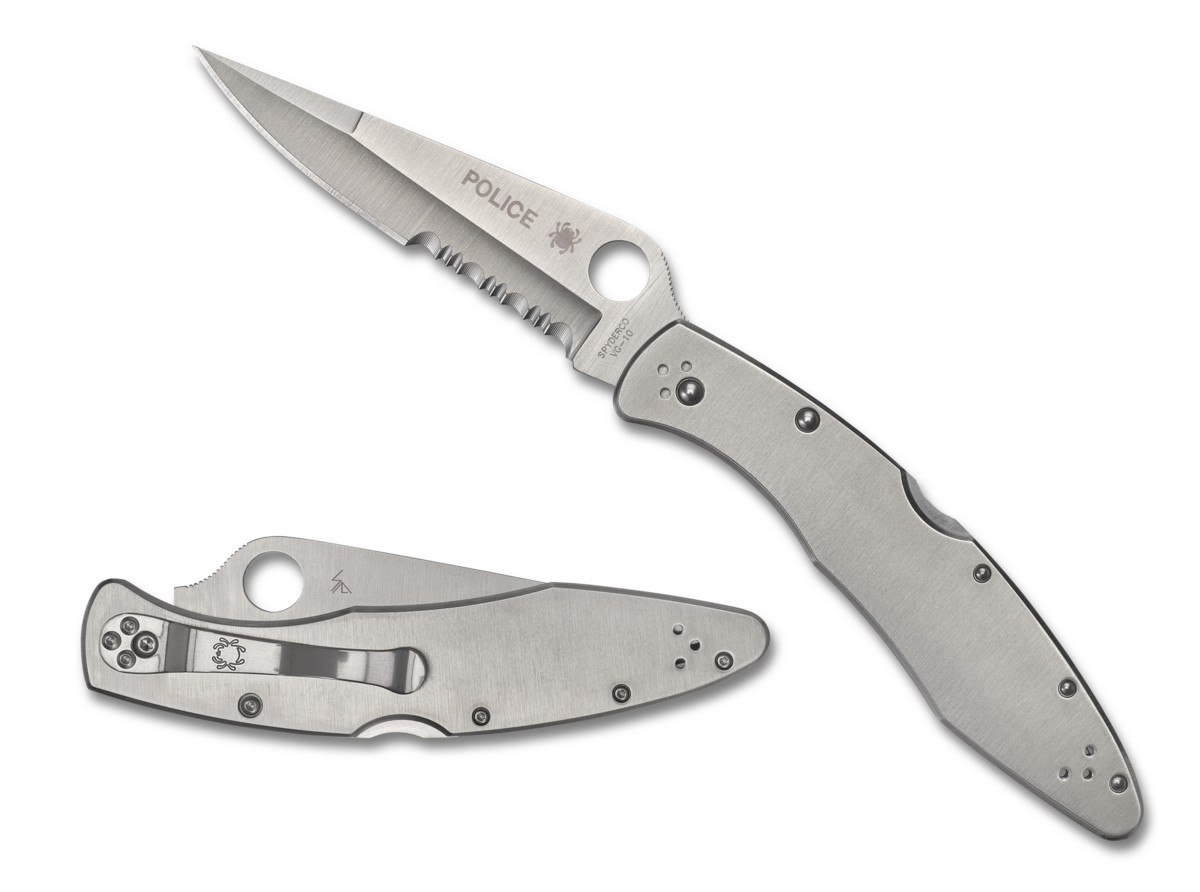 Spyderco Police Stainless Steel Handle Collectible Modern Spyderco Police Stainless Steel Handle Collectible Modern