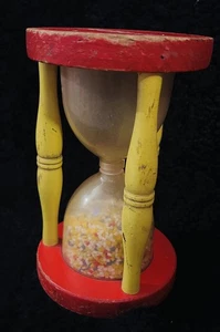 Vintage Playskool Hour Glass Timer Wood wooden baby toy 1969 red yellow - Picture 1 of 5
