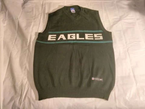 Philadelphia Eagles NFL Football Reebok Medium Pullover Black Sweater Vest Cover