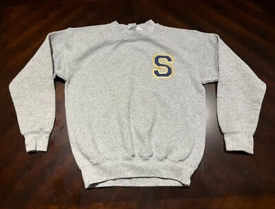 复古 Gildan 圆领运动衫儿童小号 6-8 纯色空白男女通用 — 第 1/4 张图片