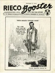 RAILWAY & INDUSTRIAL ENG CO ~ 1945 Newsletter with Abe Lincoln cover - Imagen 1 de 1