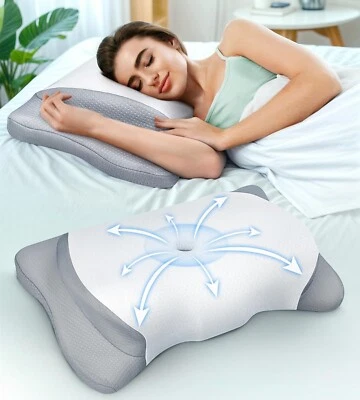 Pillow for Pain Relief, Hollow Contour Pillow with Cooling Breathable Pillowcase - Image 1 of 4