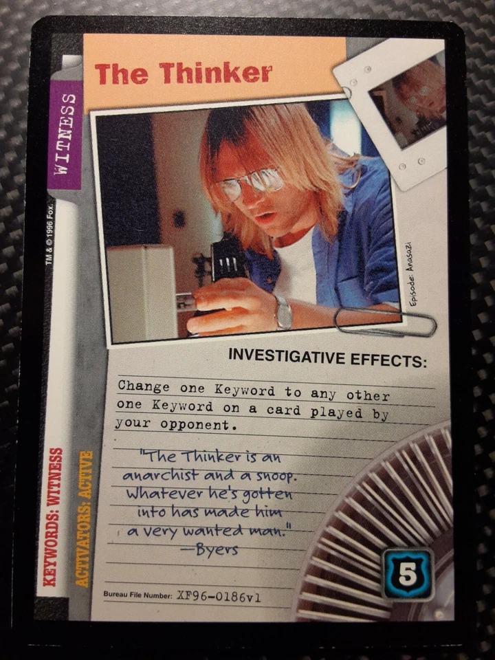 USPC The X-Files CCG - Premiere - MINT RARE Witness Card # 186 THE THINKER - Image 1 of 1