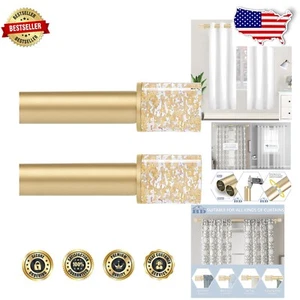 Heavy Duty Adjustable Gold Curtain Rods - 2 Pack for Windows 66 to 120 Inch - Picture 1 of 11