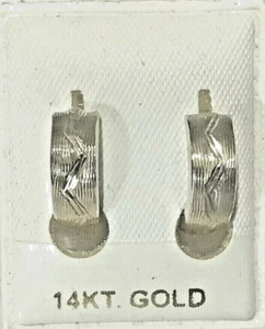 Neu 14K Gold 2-Ton Dia-Cut Huggie Ohrringe - Bild 1 von 2