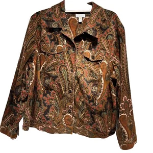 Vintage Y2K Look CHArTER CLUB CorduroyFLORAL PRINT WOMEN'S JACKET SIZE 2x - Picture 1 of 9