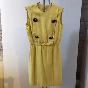 Vintage 60er Jahre gelbes Sackleinen Kleid ärmellos Etuikleid wie vorgefunden Best und Co 4 - Bild 1 von 4