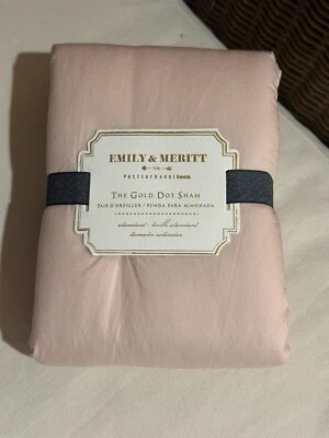 NUEVO Pottery Barn Emily & Merrit Rubor Punto Rosa y Dorado Falsa Estándar Foto 1 de 4